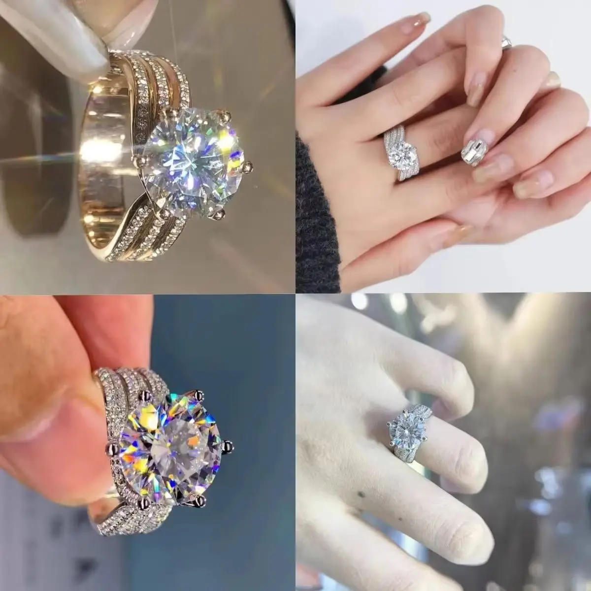 

Silver Claw Design Big Cubic Zirconia Crystal Wedding Ring for Women Trendy Fashionable Bridal Engagement Jewelry Gift 2025