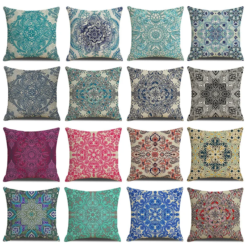 

Vintage Floral Print Cushion Cover Linen Pillowcase for Sofa Bedroom Home Decor