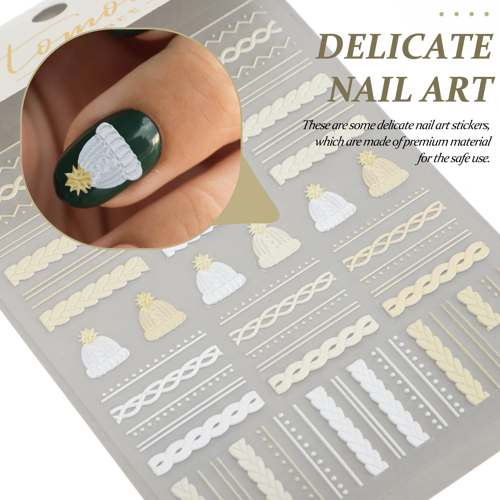 

4Sets Nail Sticker Decoration Xmas Themed Snowflake Sweater Pattern Manicure DIY Art Decals for Women Holiday Nail Fashion