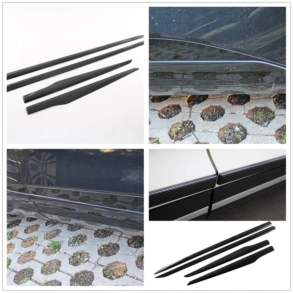 ABS Carbon Fiber Car Side Door Body Strip Moulding Cover Trims Sticker Styling Accessories For KIA Sportage NQ5 2021 2022 2023