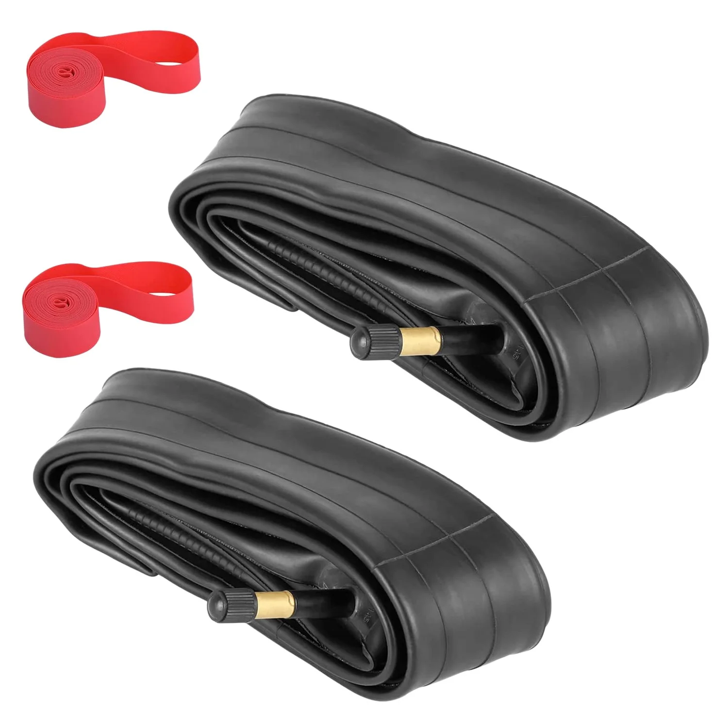 2Pack 700X35-43C Bike Inner Tube with 2 Rim Strip Schrader Valve Rubber Bike Tire Tube for 700C Road Bike