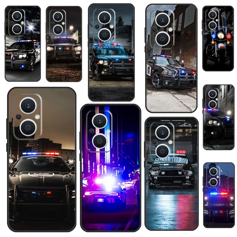 الشرطة سيارات ضوء في الليل جراب هاتف ل ممن لهم رينو 12 12F 13 13F 11 8T 7 8 10 برو ممن لهم البحث X8 X6 برو X3 X5 لايت غطاء