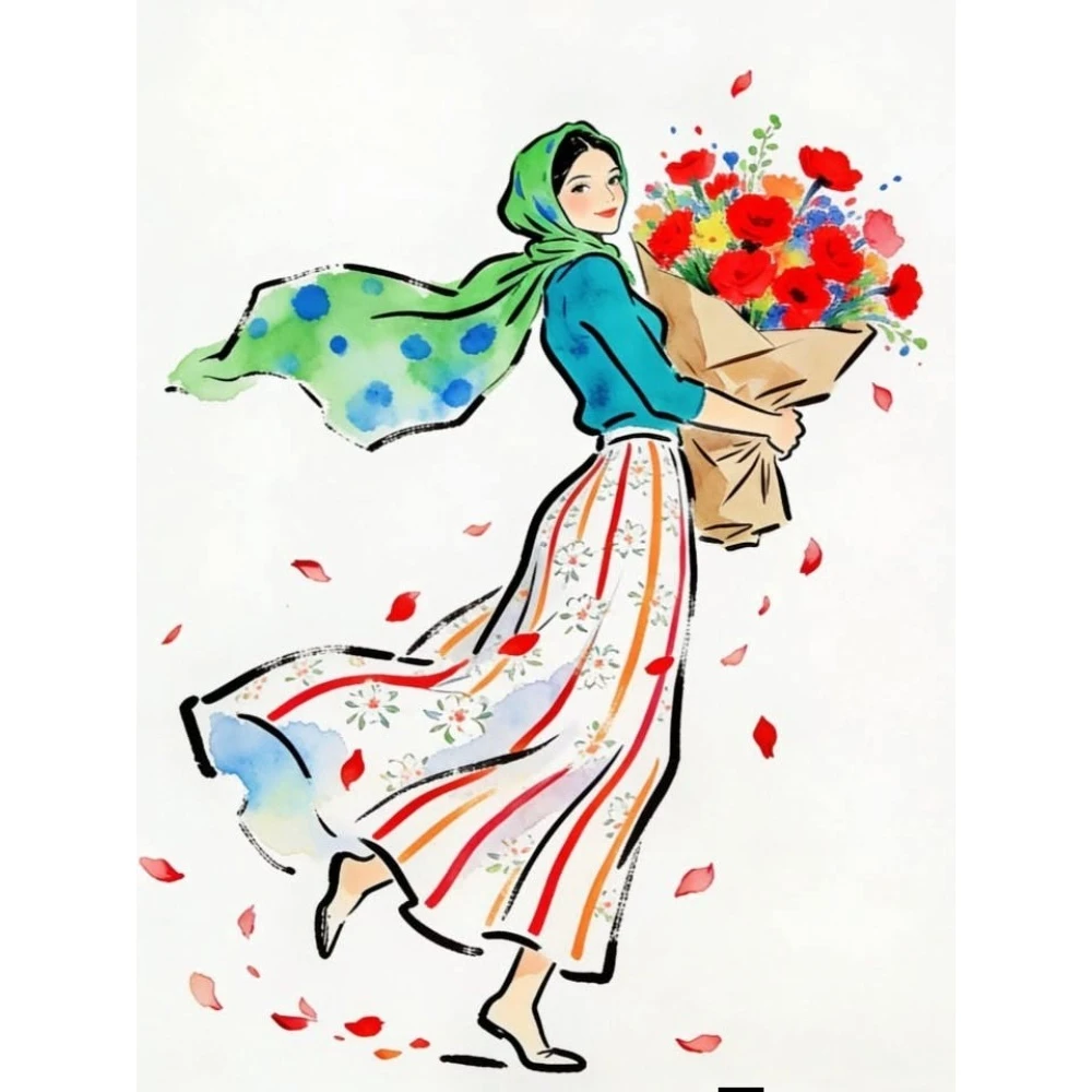 

500/1000/1200/2000 PCS Jigsaw Puzzles Women in Headscarves Flowers Figure Family Activity Games for Gameroom Bedroom Home Decor