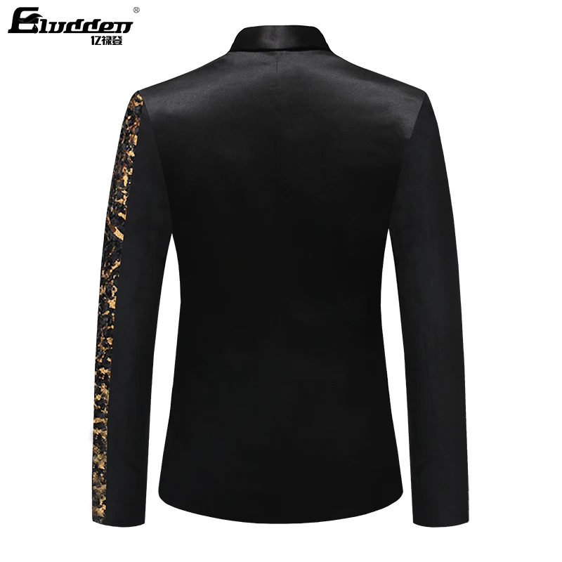 Single Breasted Leopard Sequins Stage Suit Jacket Men Party Hip Hop Suit Fashion  Drama costume Blazer Men's Sequins Floral Suit