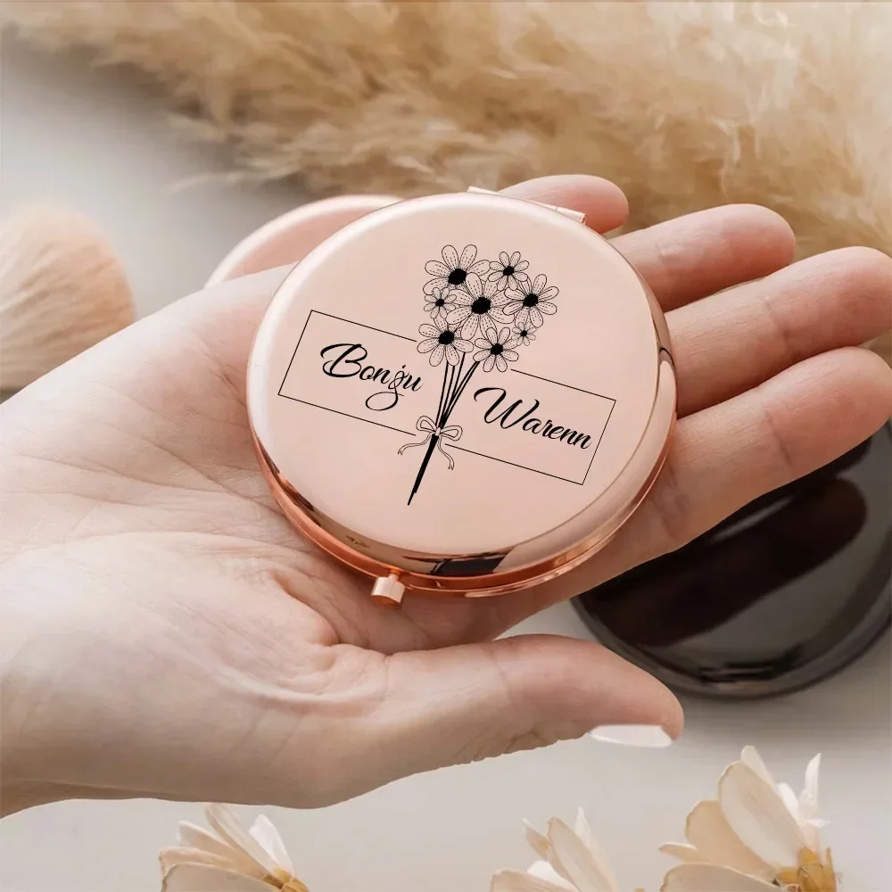 1PCS Free Custom Mini Pocket Makeup Mirror Cosmetic Compact Portable Mirrors Dual Sides Cosmetic Makeup Mirrors For Girls Gifts