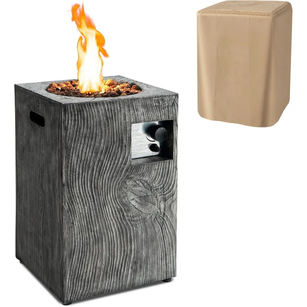 

Patio Propane Fire Pit, Patiojoy Electronic Ignition Square Gas Fireplaces with Protective Cover, 30,000 BTU Outdoor Fire Pit