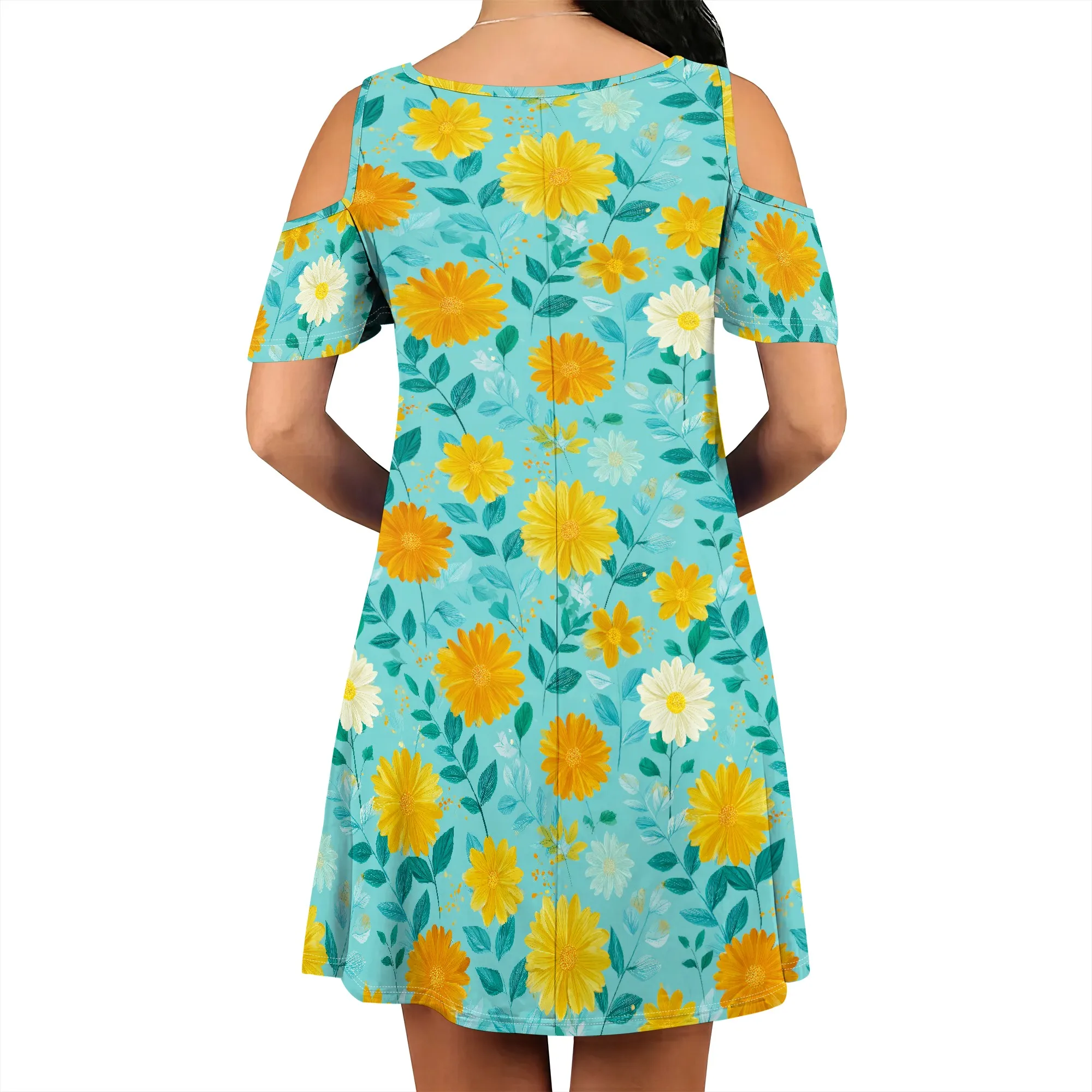 Robes d'été pour femmes, t-shirt décontracté, manches courtes, motif floral, couverture de plage avec poches