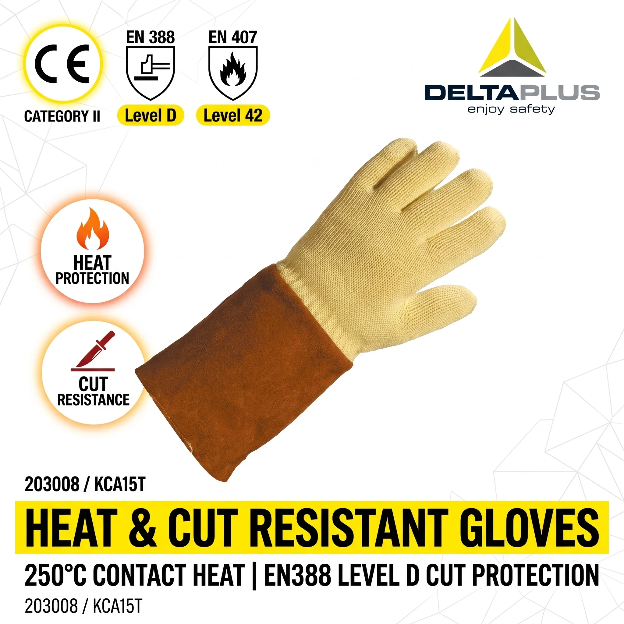 DELTAPLUS KCA15T Heat Resistant Cut Resistant Heavy Duty Work Gloves Welding Safety Gear PPE Guantes de Trabajo Hombre