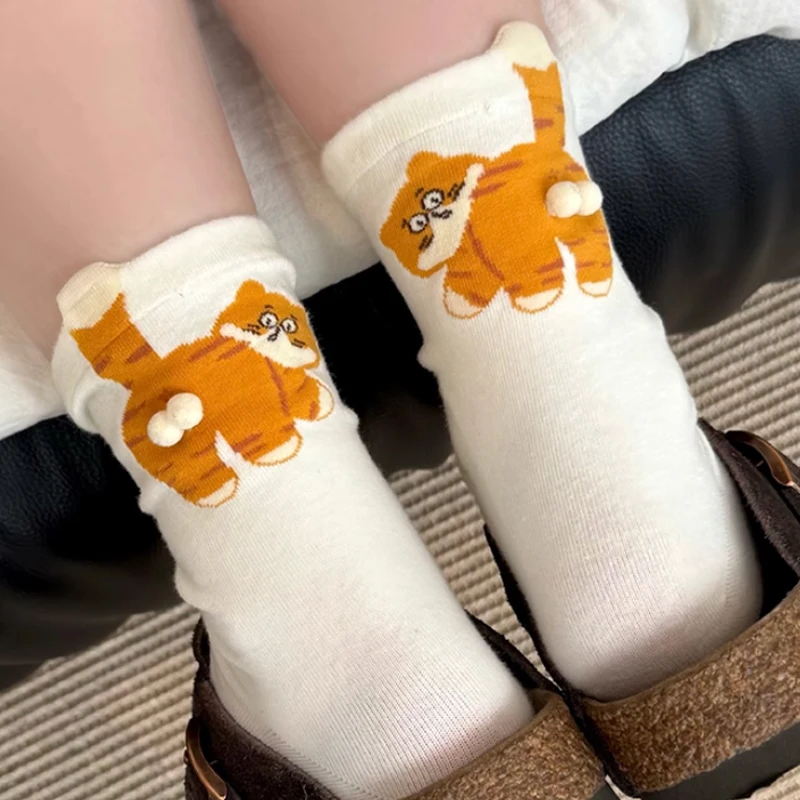 New 3D Cat Socks with Balls Cute Funny Hilarious Novelty Comfortable Cotton Cat Socks for Women Men Halloween Christmas Gift
