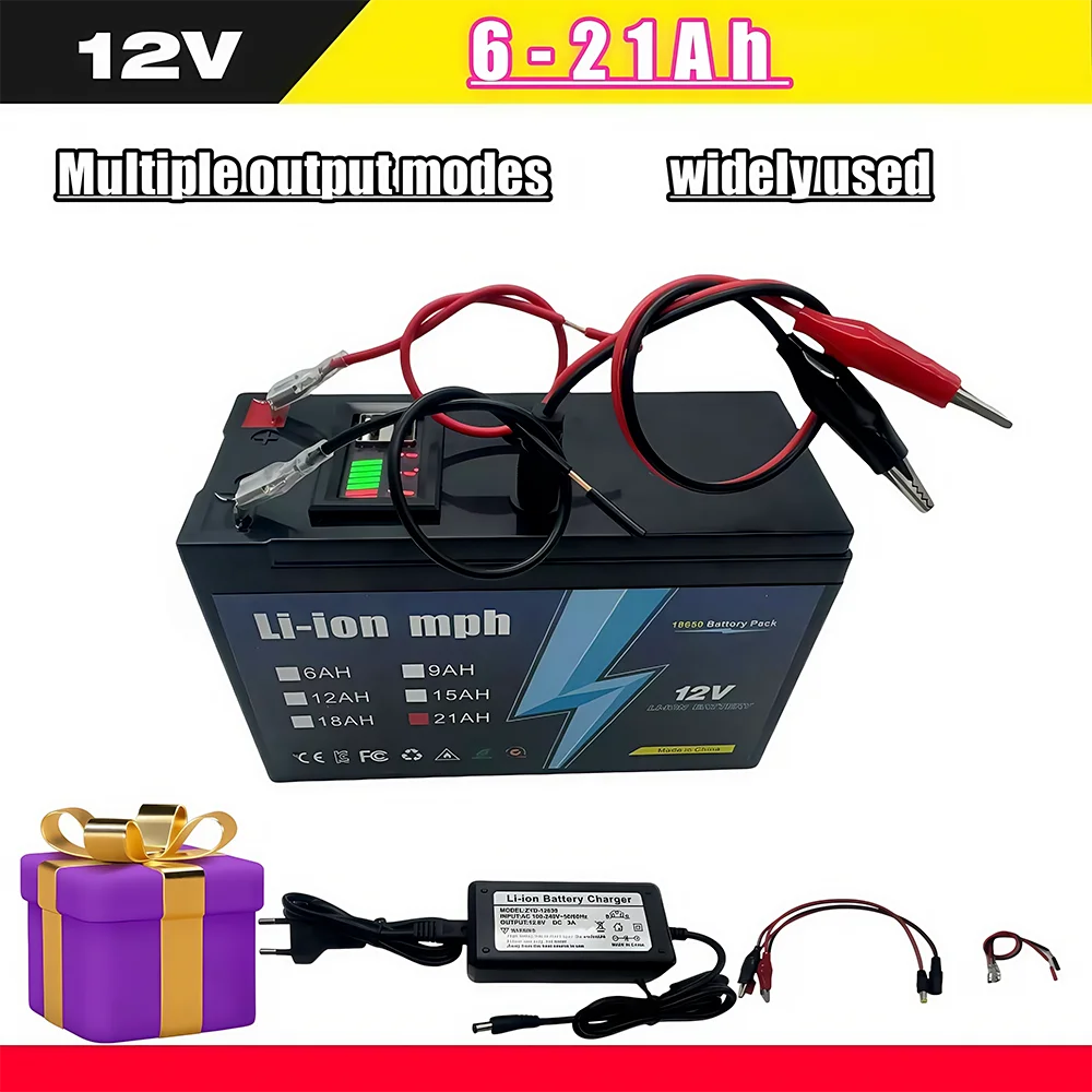 

(Home energy storage)(Outdoor charging)12V 6-21AH Lithium Battery w/ BMS | RV, Boat, Solar & Off-Grid System Power Supply