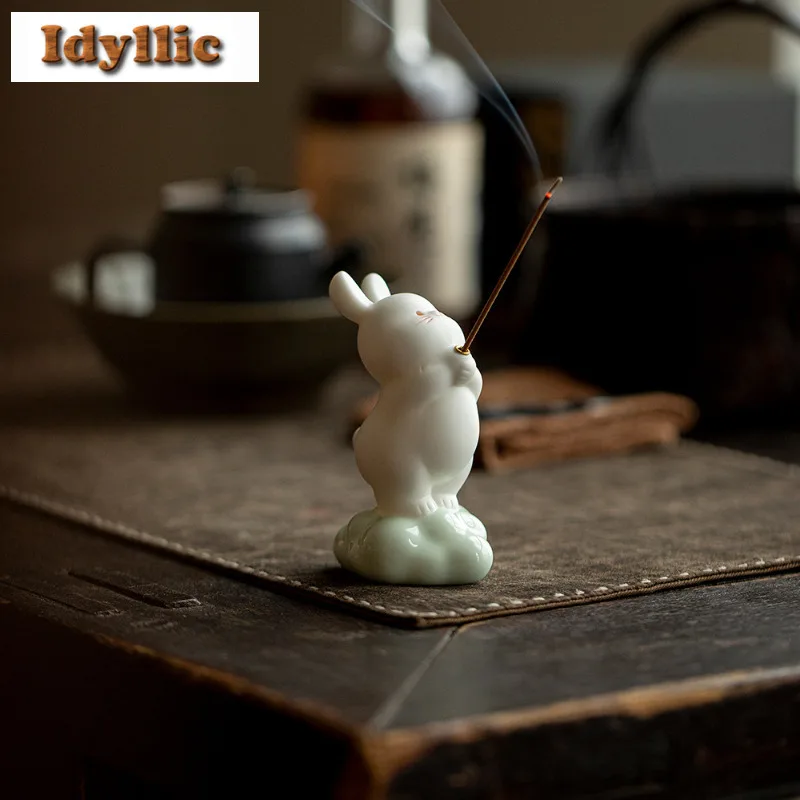 لطيف أرنب حامل البخور ضباب التدخين البواخر البخور الشعلات الوقوف للبخور عززات مبخرة اكسسوارات داخلية الحرفية