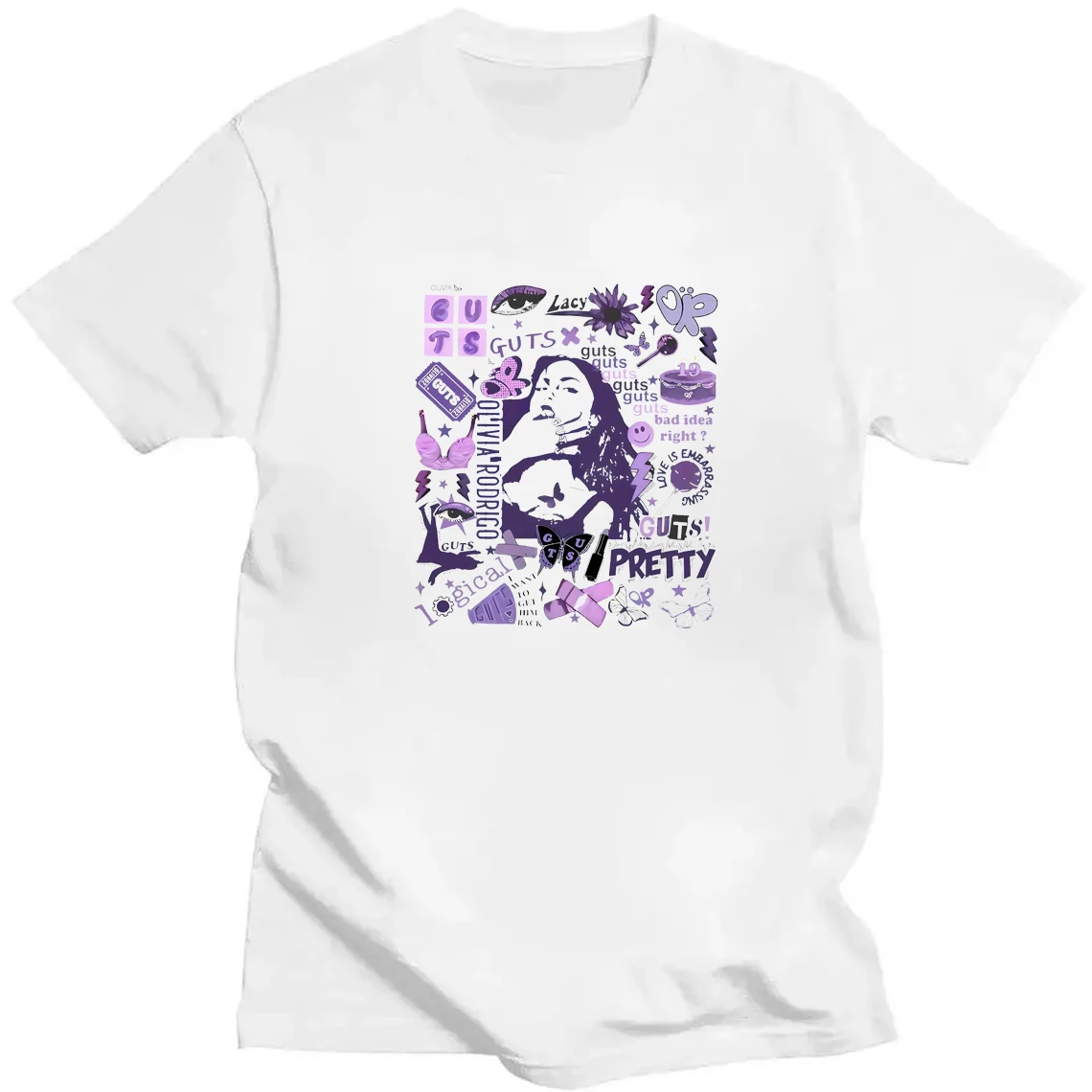 Olivia Vampire Guts 2024 World Tour Women Summer Trend Y2K T-Shirt Gothic Fashion Street Casual Short Sleeve Shirt