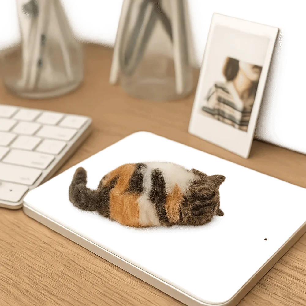 未完成の猫ウールニードルフェルトキット手作り初心者に優しいウールフェルト猫素材バッグ DIY ぬいぐるみ