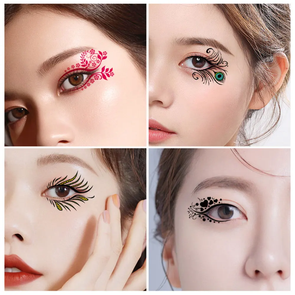 27 Pairs Waterproof Color Eyeshadow Fake Tattoo, Waterproof Eyeliner Face Makeup for Women Female Temporary Tattoo for Party