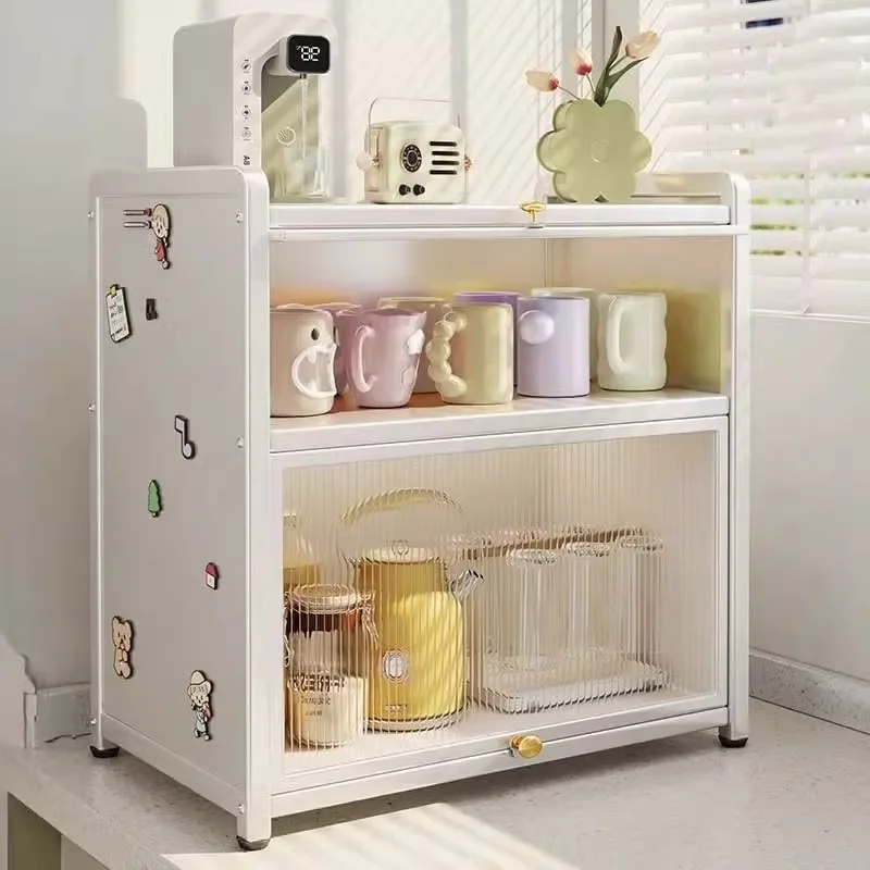 CLL cup storage rack multi-layer with door dust cup holder countertop cup bottle storage cabinet desktop