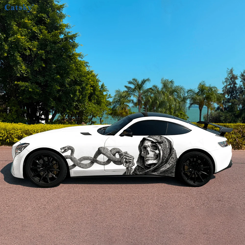 Skeleton Wizard Snake Car Vinyl Wraps Decal Self-adhesive PVC Sticker Suitable for Trucks SUV Decoration Auto Accessories Gift