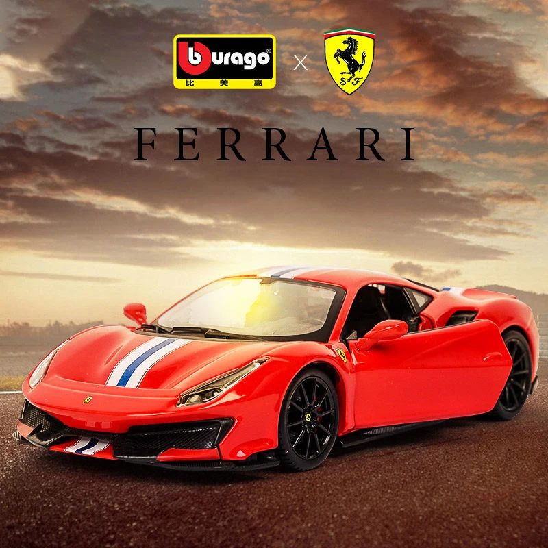 

Bburago 1:24 Ferrari 488 PIsta Supercar Die-casting Metal Model Children Toy Boyfriend Gift Alloy Car Collection