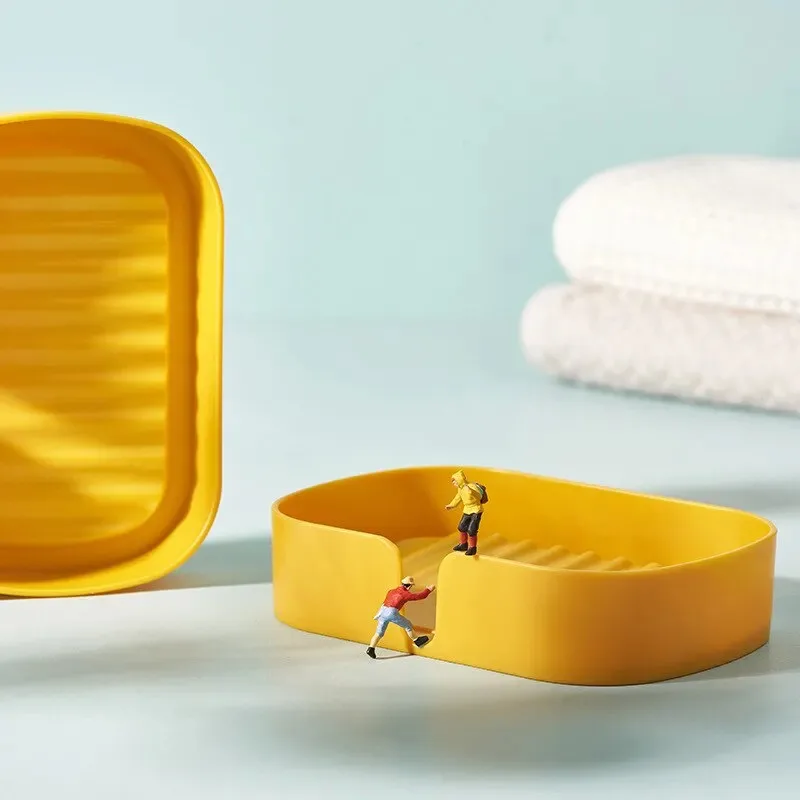 

1pc Plastic Drain Soap Box Kitchen Bathroom Anti-slip Sink Tray Creative Washing Table Soap Tray Drain Rack Bathroom Soap Box