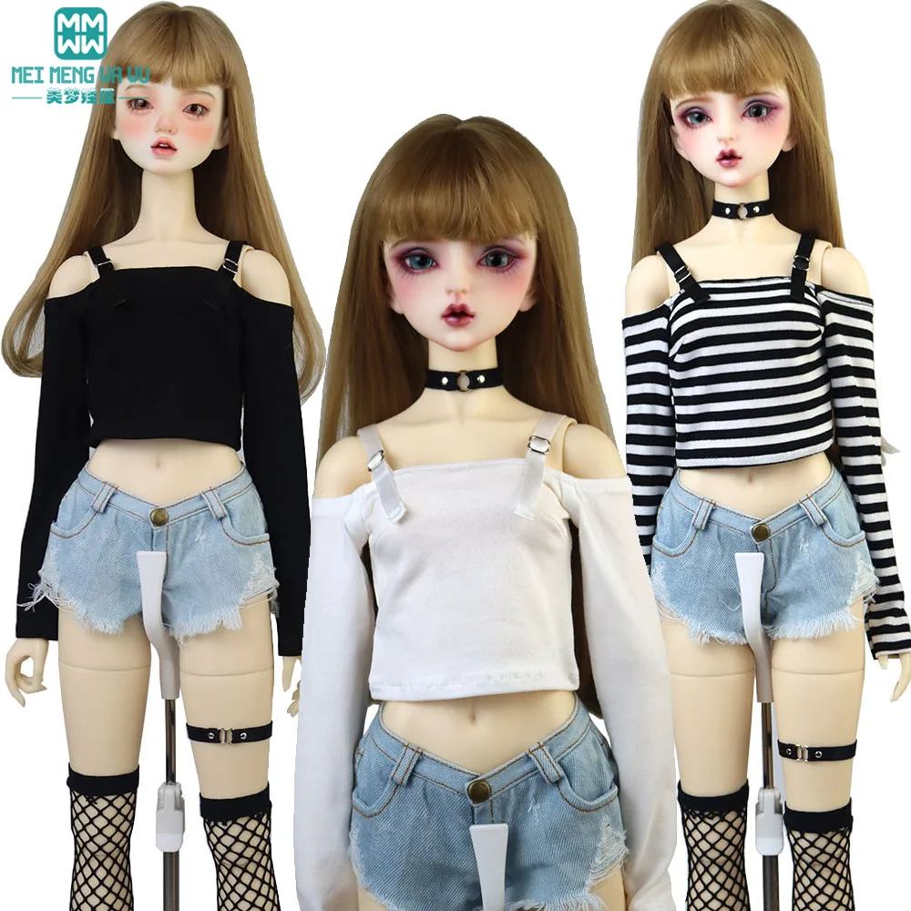 New BJD Doll Clothes Fashion T-Shirt Camisole Super Short Jeans Fits 58-60CM 1/3 DD SD Doll Toy Ball Joint Doll Accessories