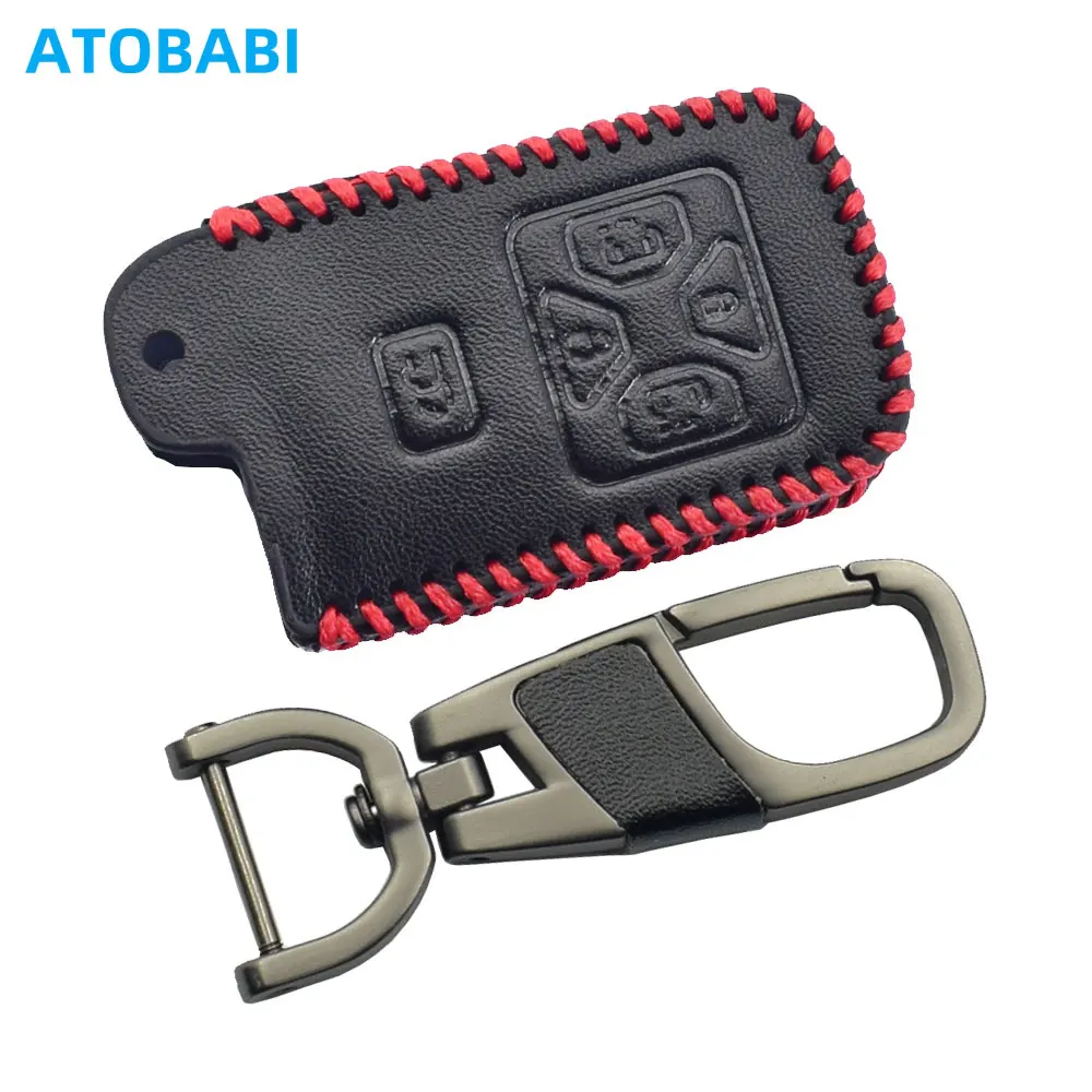 Hand Sewn Leather Car Key Cases For Toyota Alphard 2014 2015 Vellfire Previa Estima Isis Noah Voxy Remote Cover Keychain Holder