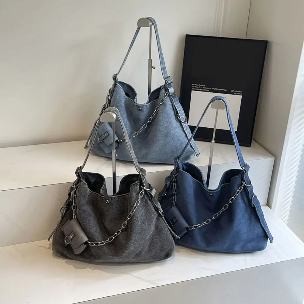 

Casual Denim Tote Bag Travel Organizer Large Capacity Shoulder Bag Portable Messenger Bags Daily Use