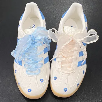 120 cm Długość 4 cm Szerokie sznurowadła z organzy Sznurowadła z przędzy Chiffen Sznurowadła Trend Beauty White Casual Sneaker DE Buty treningowe Sznurowadła