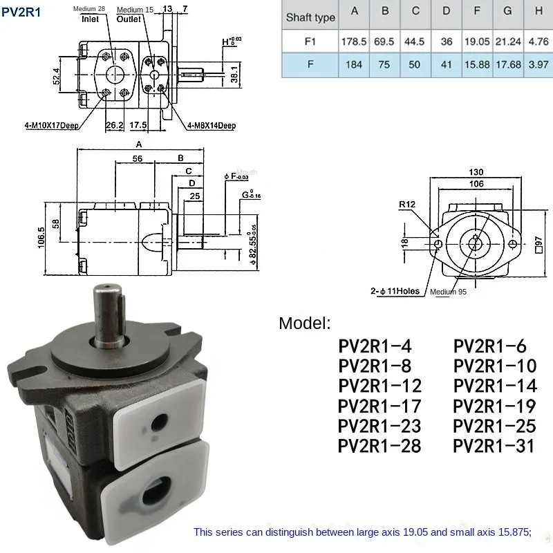 Vane PumpPV2R1-14/17/19/23/25/28/31-FR Low Noise Oil Pump