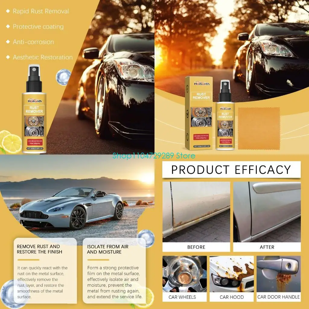 

D8KE Car Rust Remover Sprayer Metal Paint Cleaner Car Maintenance Iron Powder Cleaning