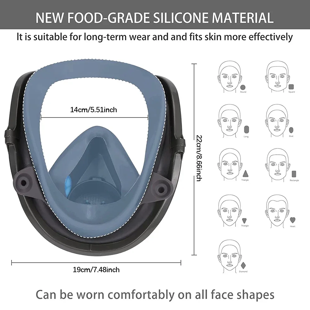 6800 type gas mask - large size - reusable full-face protective mask - gas sprayer - chemicals - wood dust