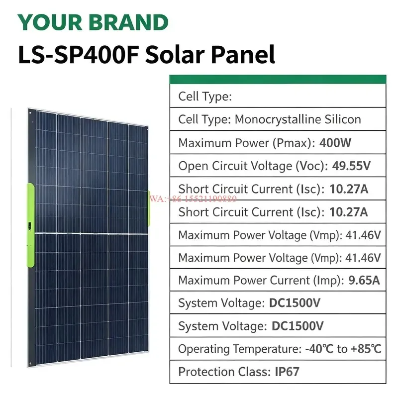 wmwmnu 400W Monocrystalline Solar Panel 55.9V IP67 Waterproof for RV Off Grid System with MC4 to Anderson XT60 Connector