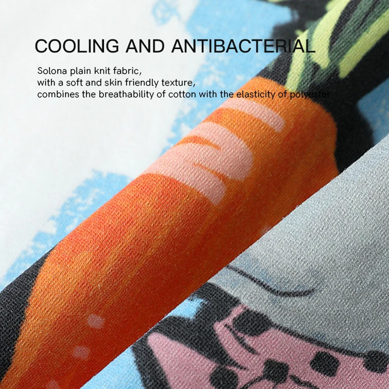 MOVEUP Women's Crew Neck T-Shirt 2026 Summer Hand Drawn Rabbit Carrot Print Cool Antibacterial Fabric Split Hem Tee 3ELX10555