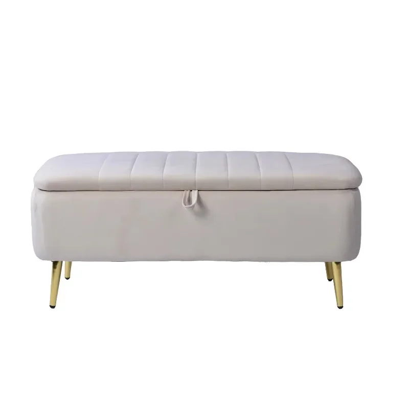 Footstool and modern living room storage stool with convenient ottoman for use in family bedrooms or hotels