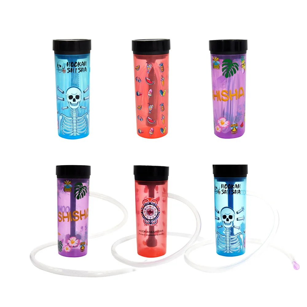 1Pcs Acrylic Hookah Water Pipe Grinder Kit Built in Filter Smoke Pipes Smoking Grass Removable Tobacco Hooka Shisha Set