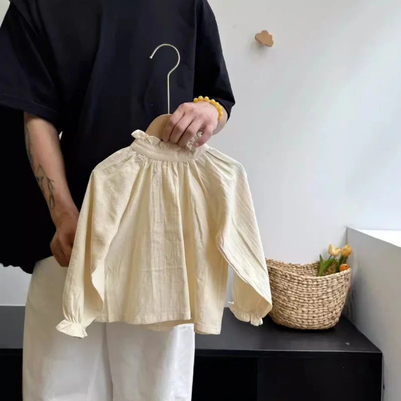 

Children's Clothing Girls' Shirt2025Autumn Baby Girl Button Cardigan Lace Shirt Children's Lace Doll Blouse Top