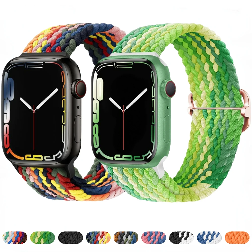 

Nylon Braided Loop Strap for Apple Watch Band 44mm 40mm 45mm 41mm 49mm Bracelet iWatch Ultra 10 9 8 7 6 5 4 SE 3 46mm 42mm Strap
