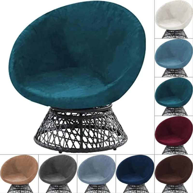 Velvet Round Saucer Chair Cover (Slipcover Only) Papasan Chair Cushion Cover Removable Furniture Protector for Living Room