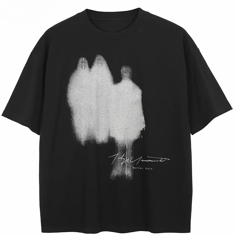 Shadow Graphic Hip Hop Hipster T‑shirt Unisex Washed Cotton Harajuku Y2K Vintage Oversized Short Sleeve Casual Streetwear Tops