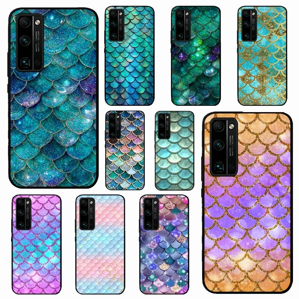 Mermaid Fish Scales Picture Phone Case For Huawei Honor 10 lite 9 20 7A 9X 30 50 60 70 pro plus Soft Silicone Cover