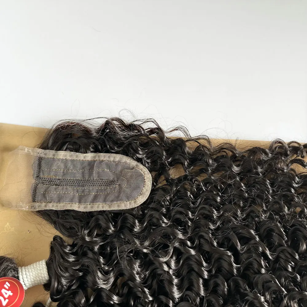 Adorable Synthetic Hair Bundle With 2*4 T Part Hand Made Curly Lace Closure Water Wave Hair Extensions Small Kinky Curly  DAISY