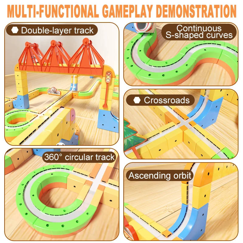 Blocchi di costruzione del treno ferroviario magnetico per bambini Ferrovia ad alta velocità Pista magica Treno Auto Giocattoli educativi Costruzione Regali per bambini
