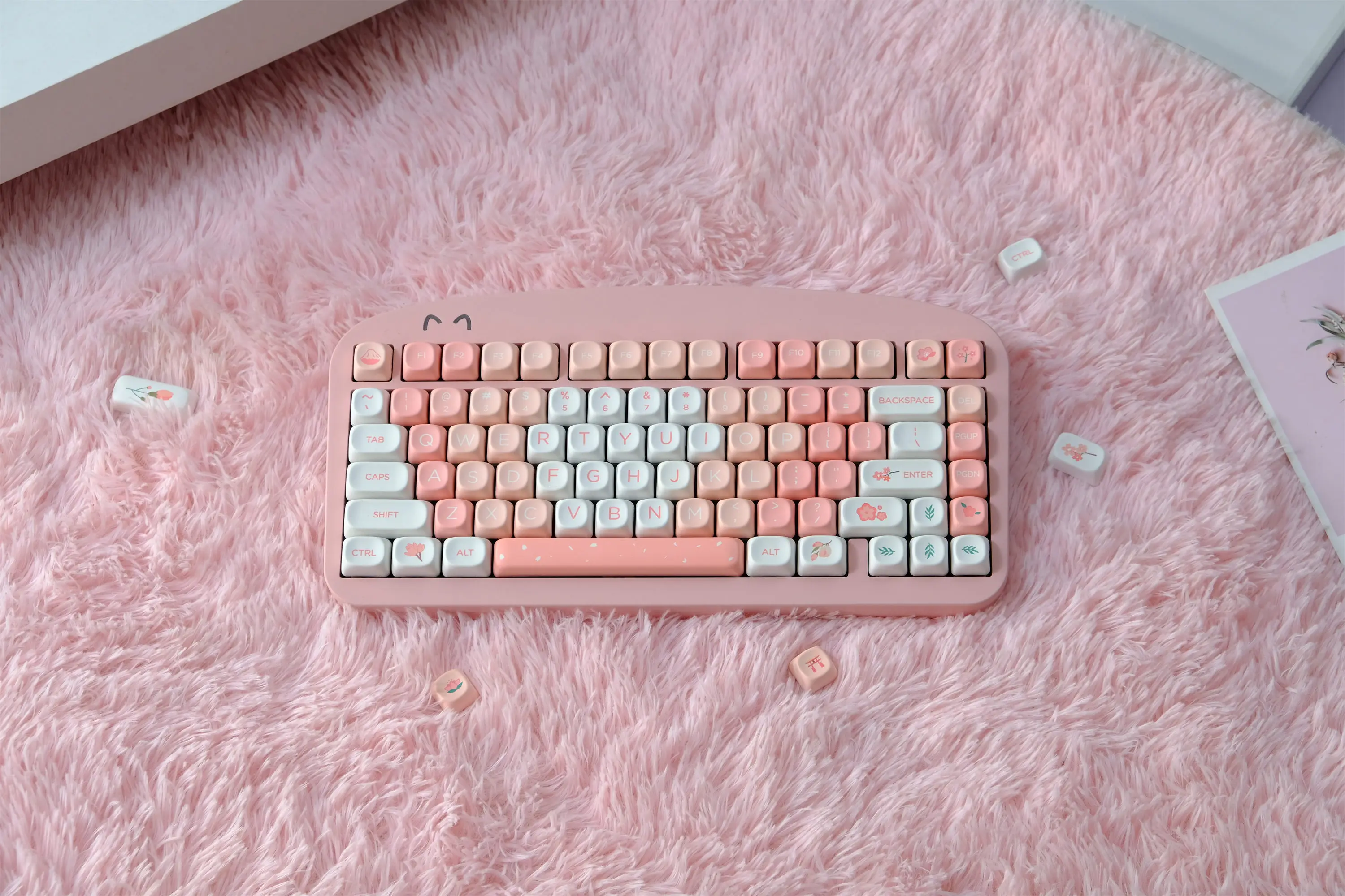Cherry Blossoms Keycaps 132 Keys PBT Material MOA XOA Profile DYE-SUB DIY Personalized For MX Switch Alice Mechanical Keyboard