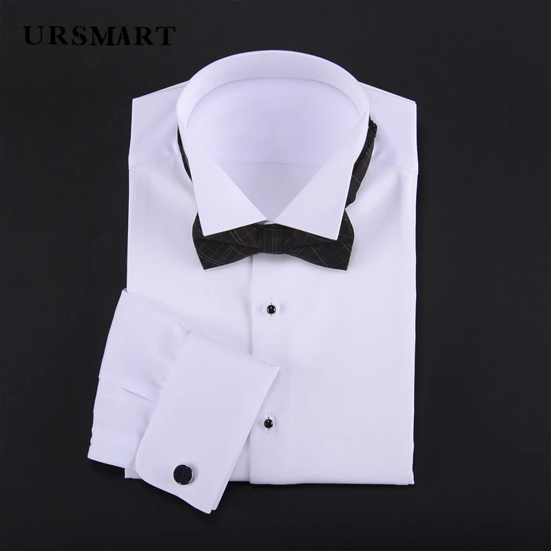 

Men's Wedding Evening Dress Shirt - Slim Fit 100% Cotton Long Sleeve with Small Wing Collar and French Cuffs