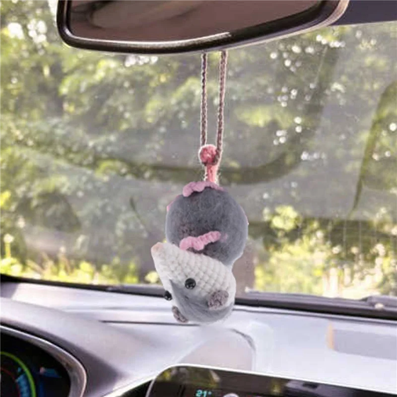 ABKS-2X Opossum Car Pendant, Cute Possum Car Pendant, Handmade Possum Crochet Car Mirror Pendant Accessories Decoration