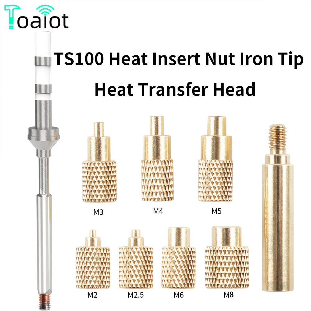 

Heat Insert Nut Iron Tip TS100 Soldering Iron Tip Insert Internal Thread Head M2-M8 Brass Hot Melt Insert Nut Insertion Kit