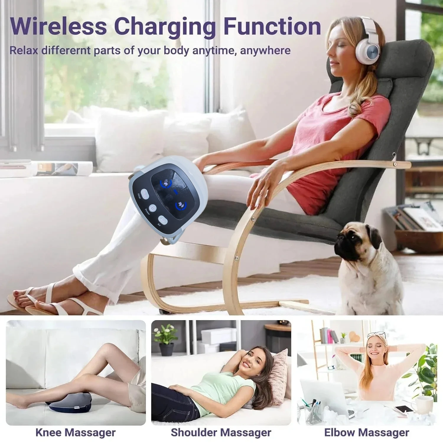 

Перезаряжаемый инфракрасный компрессионный массажер для ног — для боли в коленях, жесткости плеч, травм мышц рук и отеков