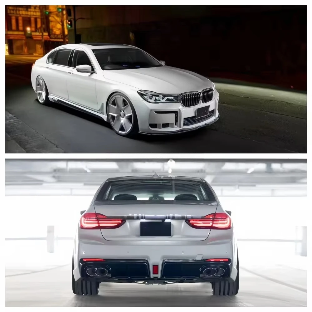 2016-2018 for 7 Series 730 740 750 G12 G11 Upgraded WD Style Body Kit Front Bumper Side Skirts Rear Bumper Exhaust Tail Pip 3