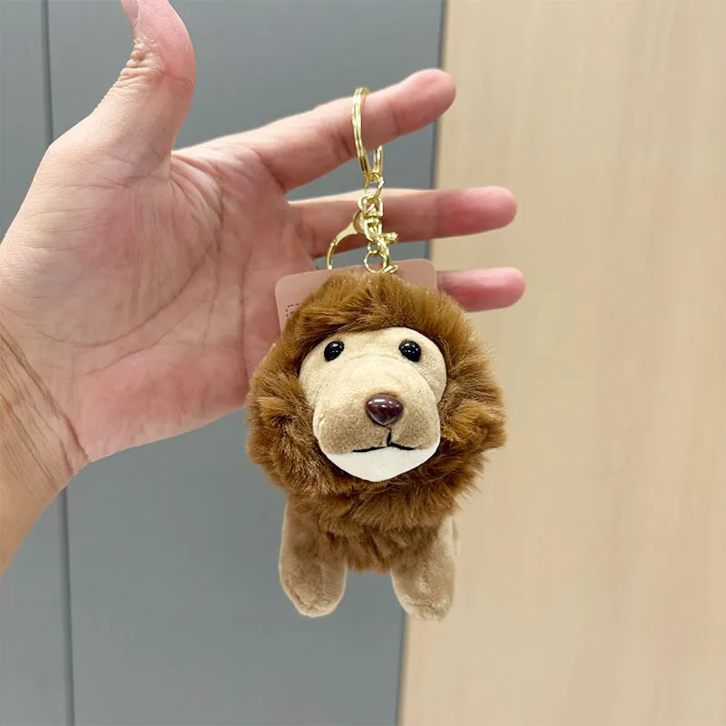 أفخم الأسد لعبة أفخم المفاتيح قلادة محشوة دمية على شكل حيوان الكرتون الحيوان سحر مضحك لينة الأسد حلقة رئيسية الأطفال حقيبة الملحقات