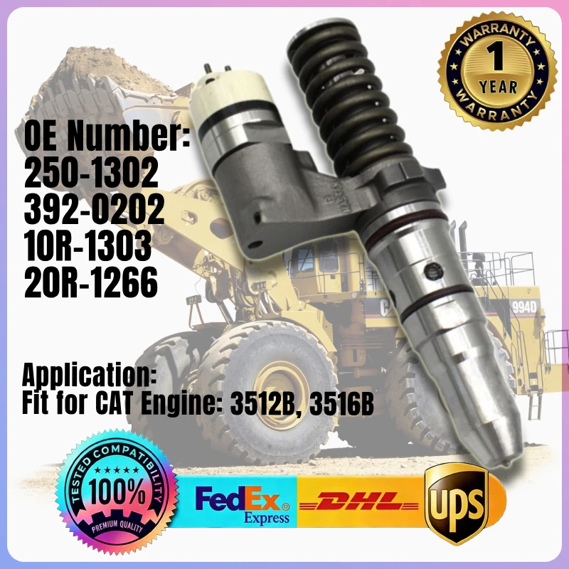 Fuel Injector 250-1302 10R-1303 392-0202 20R-1266 2501302 10R1303 3920202 20R1266 for Caterpillar CAT Engine 3512B 3516B