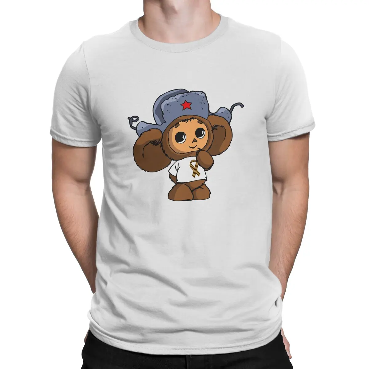 USSR Cheburashka Russian Cartoon Polyester T Shirt Graphic O-Neck TShirt Harajuku Tops