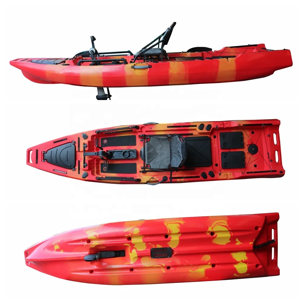 Vicking 12.5ft Single Person LLDPE Material Fishing Kayak with Foot Pedal Electric Trolling Motor Top Kayak Accessories